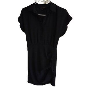Dynamite Black Button Down Collared Mini Dress in Size XXS